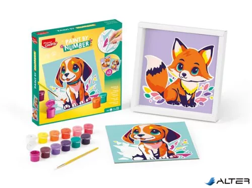 Számfestő készlet, kutya és róka, MAPED CREATIV "Paint by number"