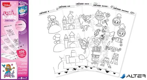 Kreatív rajzkészlet, kiegészítő sablon, tündérmese, MAPED CREATIV 'Lumi Board'