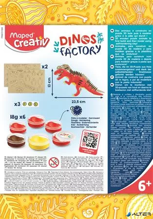 Dínó készítő modellező gyurmakészlet, T-Rex, MAPED CREATIV 'Dinos factory'