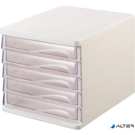 Irattároló, műanyag, 5 fiókos, HELIT, fehér/áttetsző