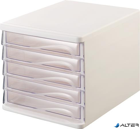 Irattároló, műanyag, 5 fiókos, HELIT, fehér/áttetsző
