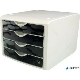   Irattároló, műanyag, 4 fiókos, HELIT 'Chameleon', fekete