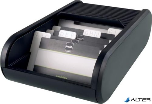 Névjegytartó, 300 db-os, rolós, fekvő, HELIT "Linear", fekete