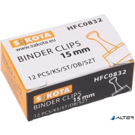 Bindercsipesz, 15 mm, fekete