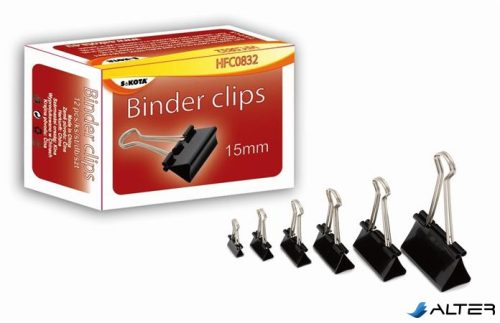 Bindercsipesz, 15 mm, fekete