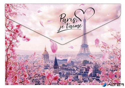 Irattartó tasak, A4 PP, patentos, 180 mikron, PANTA PLAST "Take me to Paris"