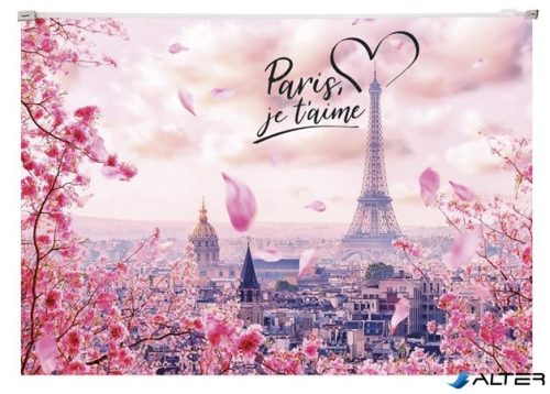 Irattartó tasak, A4, PP, cipzáras, 180 mikron, PANTA PLAST 'Take me to Paris'