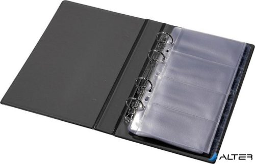 Névjegytartó, 200 db-os, gyűrűs, PANTA PLAST, fekete