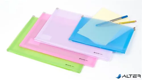 Irattartó tasak, A4, PP, cipzáras, talpas, PANTA PLAST, pasztell rózsaszín