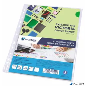   Genotherm, lefűzhető, oldalán hajtófüllel, A4, 150 mikron, víztiszta, VICTORIA OFFICE