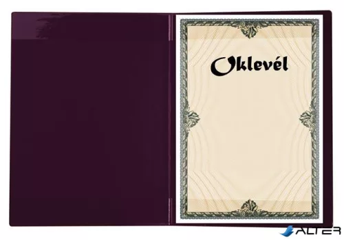 Oklevéltartó, plüss, A4, VICTORIA OFFICE, bordó