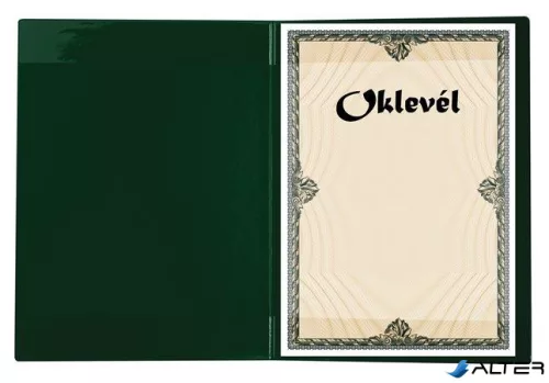Oklevéltartó, plüss, A4, VICTORIA OFFICE, zöld