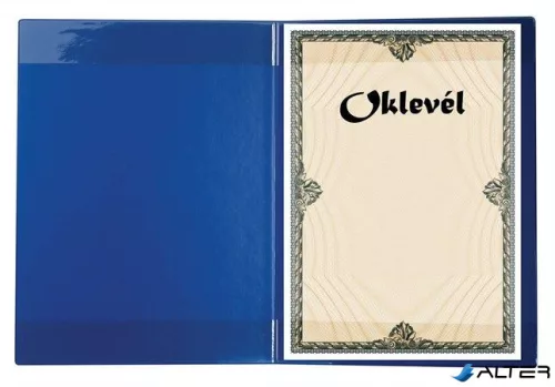 Oklevéltartó, plüss, A4, VICTORIA OFFICE, kék