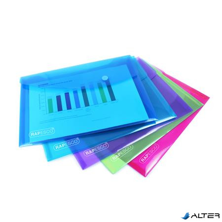 Irattartó tasak, A5, patentos, RAPESCO "Eco", áttetsző vegyes színek