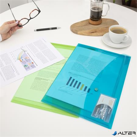 Irattartó tasak, A4+, patentos, RAPESCO "Eco", áttetsző vegyes színek