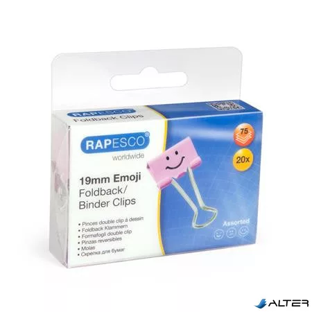 Bindercsipesz, 19 mm, 'Fun', RAPESCO, világos rózsaszín