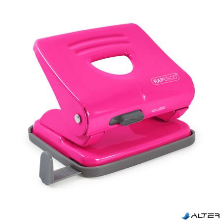 Lyukasztó, kétlyukú, 25 lap, fém, RAPESCO "825", pink