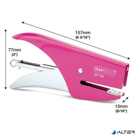Tűzőgép, kézi, 21/4, 12 lap, RAPESCO 'SP-64', rózsaszín