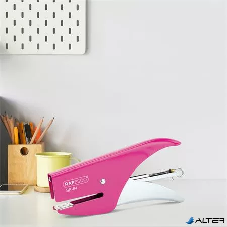 Tűzőgép, kézi, 21/4, 12 lap, RAPESCO 'SP-64', rózsaszín