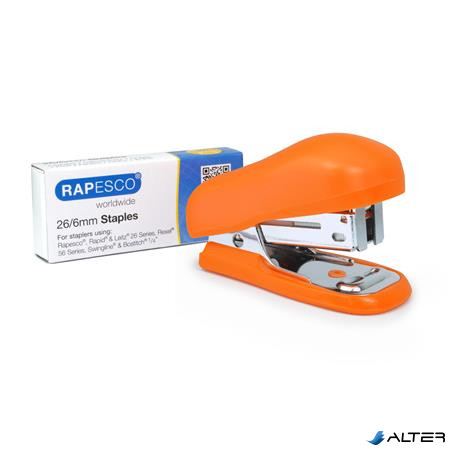 Tűzőgép, 24/6, 26/6, 12 lap, RAPESCO "Bug Mini", narancs