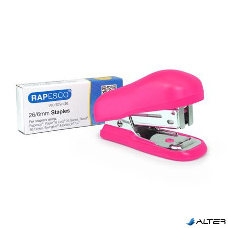 Tűzőgép, 24/6, 26/6, 12 lap, RAPESCO "Bug Mini", pink