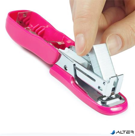 Tűzőgép, 24/6, 26/6, 12 lap, RAPESCO "Bug Mini", pink