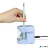 Hegyező, kétlyukú, asztali, elemes, USB töltővel, RAPESCO"PS12-USB", világoskék