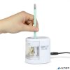 Hegyező, kétlyukú, asztali, elemes, USB töltővel, RAPESCO"PS12-USB", fehér