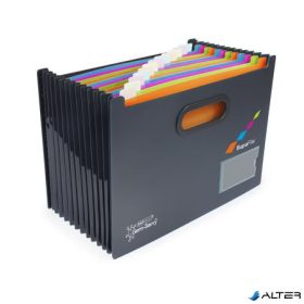   Harmonika irattartó, A4, PP, 13 rekeszes, antibakteriális, RAPESCO 'SupaFile', fekete