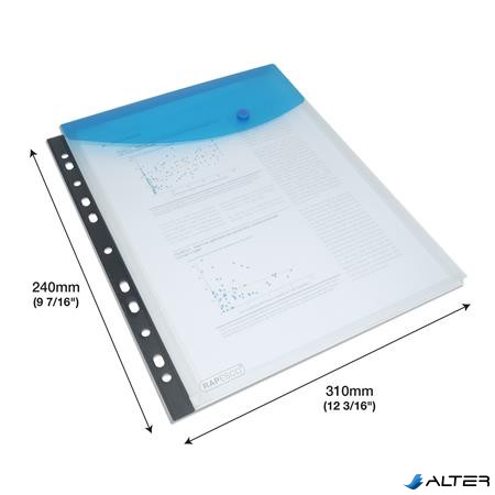 Irattartó tasak, A4+, lefűzhető, patentos, RAPESCO "Eco", áttetsző vegyes színek