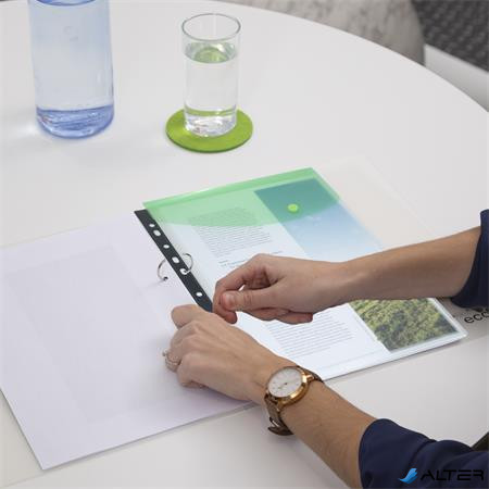 Irattartó tasak, A4+, lefűzhető, patentos, RAPESCO "Eco", áttetsző vegyes színek