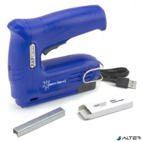   Tűzőpisztoly, vezeték nélküli, elektromos, USB, RAPESCO Germ-Savvy 'T12-USB', kék