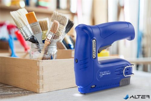 Tűzőpisztoly, vezeték nélküli, elektromos, USB, RAPESCO Germ-Savvy "T12-USB", kék