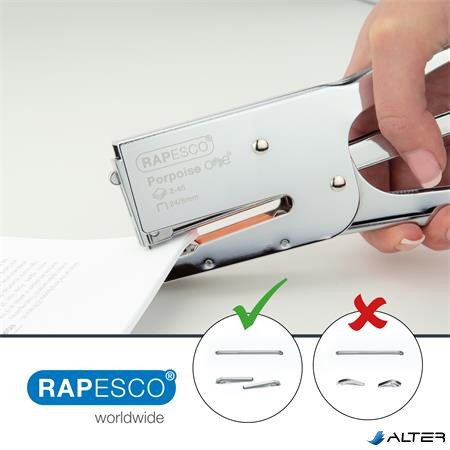 Tűzőgép, kézi, 24/8, 45 lap, fém, RAPESCO "Porpoise ONE", króm