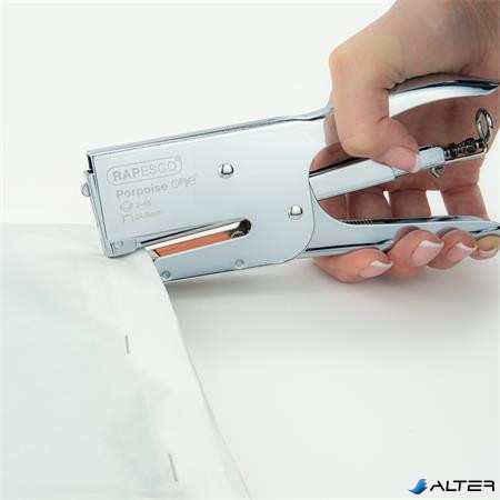 Tűzőgép, kézi, 24/8, 45 lap, fém, RAPESCO "Porpoise ONE", króm