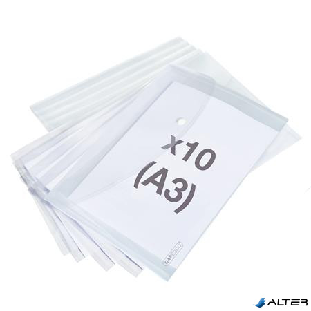 Irattartó tasak, A3, PP, patentos, RAPESCO "Eco", áttetsző