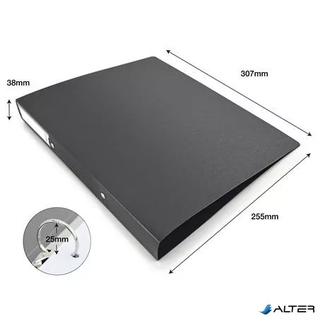 Gyűrűs könyv, 2 gyűrű, 38 mm, A4, PP, RAPESCO "Eco GRS Recycled", fekete