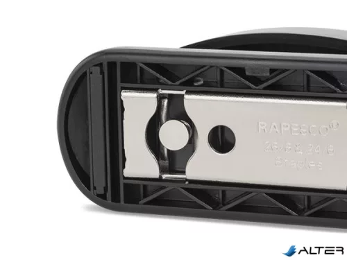 Tűzőgép, 24/6, 26/6, 20 lap, RAPESCO "Eco GRS Recycled Half-Strip", fekete