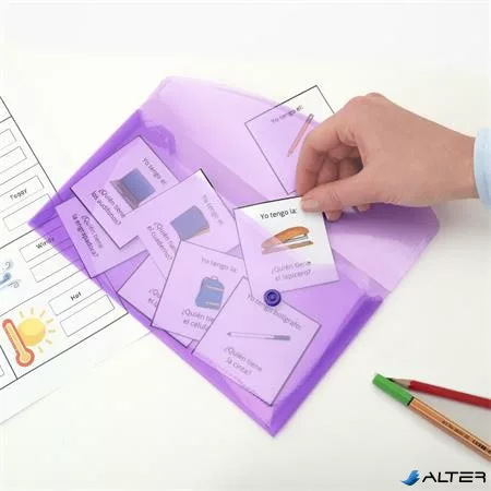 Irattartó tasak, DL, patentos, RAPESCO "Eco GRS Recycled", áttetsző vegyes színek