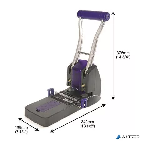 Lyukasztó, nagyteljesítményű, kétlyukú, 150 lap, könnyített lyukasztás, RAPESCO 'ECO P2200', szürke