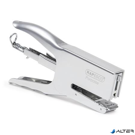 Tűzőgép, kézi, 24/6-8, 26/6-8, 45 lap, fém, RAPESCO "Porpoise", ezüst