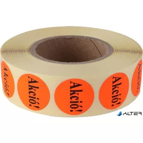   Etikett, 20 mm kör, "AKCIÓ" felirattal, 1000 etikett/tekercs, piros