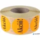 Etikett, 38 mm kör, 'AKCIÓ' felirattal, 1000 etikett/tekercs, narancs