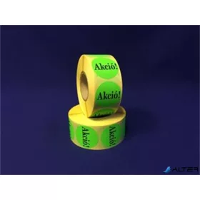   Etikett, 38 mm kör, 'AKCIÓ' felirattal, 1000 etikett/tekercs, zöld
