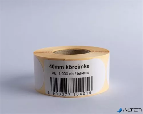 Etikett, vellum, 40 mm kör, 1000 etikett/tekercs, fehér