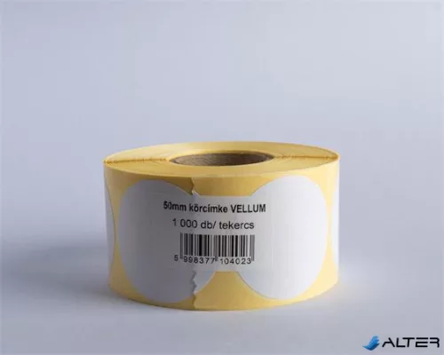 Etikett, vellum, 50 mm kör, 1000 etikett/tekercs, fehér