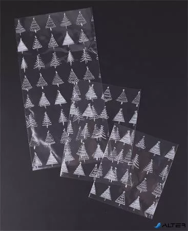 Celofán tasak, BOPP, 100x150 mm, karácsonyi mintás