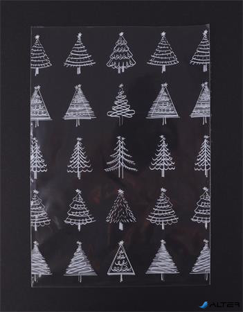 Celofán tasak, BOPP, 180x450 mm, karácsonyi mintás