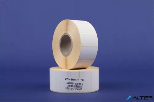 Etikett, thermo, 25x40 mm, 2000 etikett/tekercs, fehér