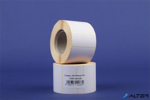 Etikett, vellum, 25×50 mm, 1 000 db/tekercs